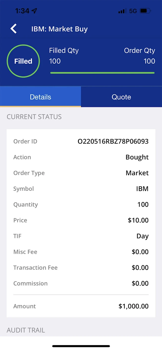 Trade Activity Details